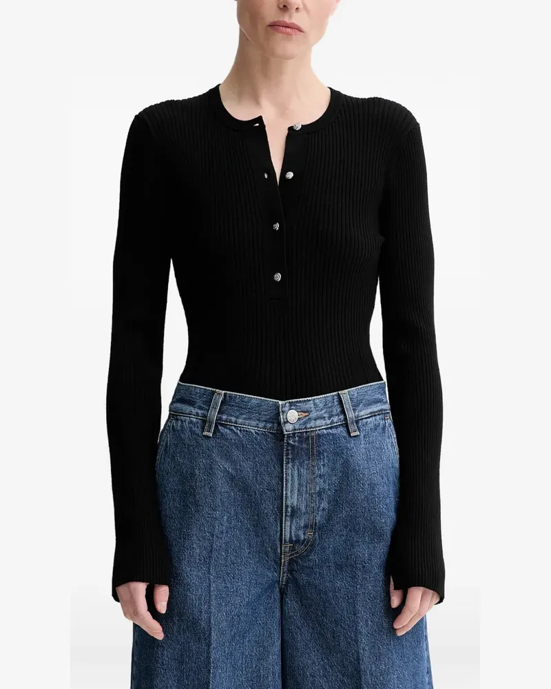 Filippa K Henley ribbed-knit sweater - Schwarz Schwarz