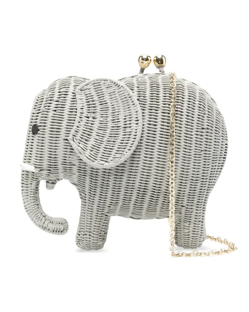 Serpui Drake elephant woven clutch bag - Grau Grau