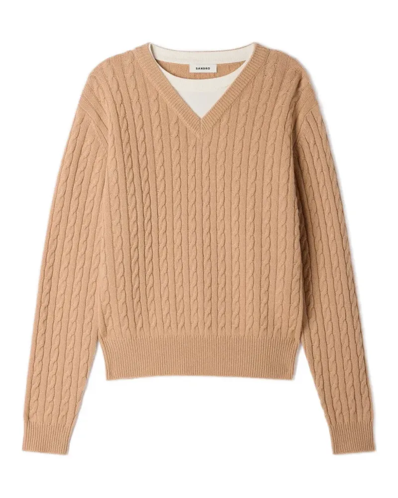 Sandro 2-in Pullover mit Zopfmuster - Braun Braun