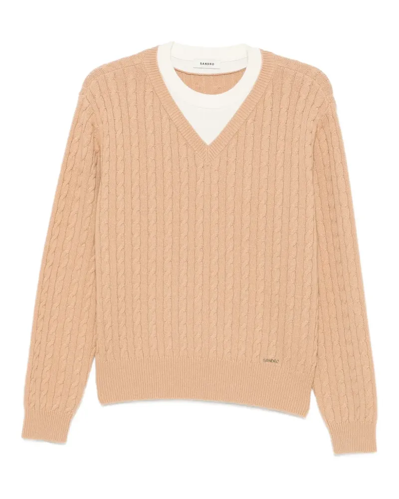 Sandro Pullover mit Zopfmuster - Braun Braun