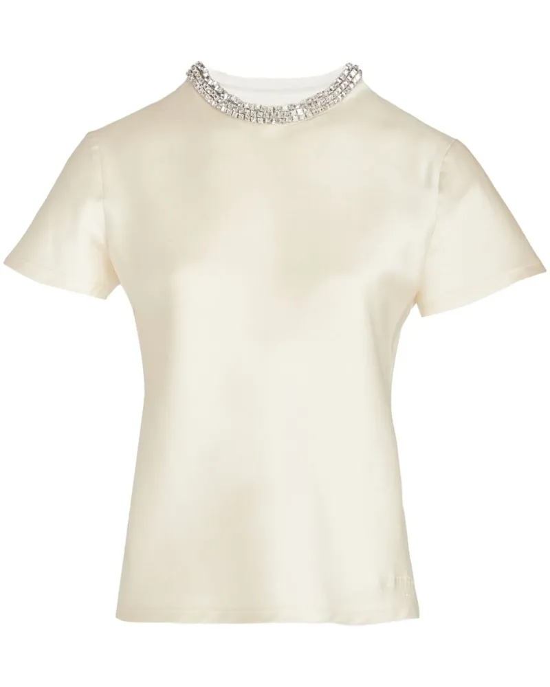 Giambattista Valli T-Shirt mit kristallverziertem Kragen - Nude Nude