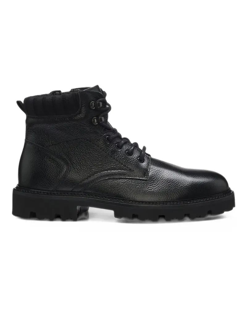 HUGO BOSS Schnürstiefel aus gekörntem Leder - Schwarz Schwarz