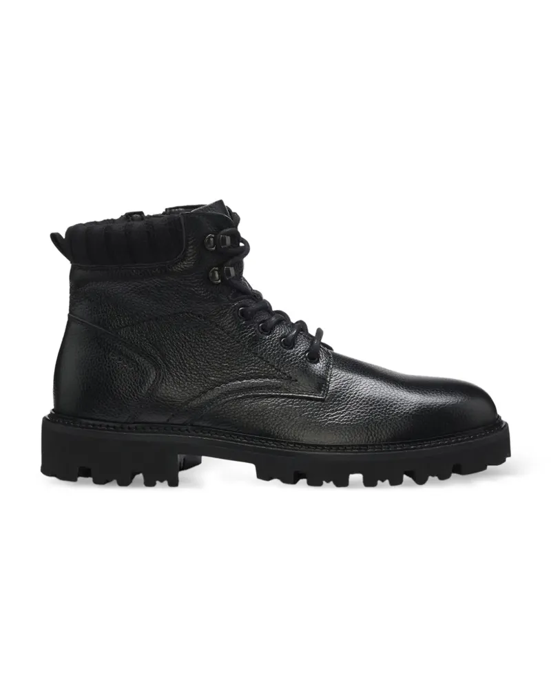 HUGO BOSS Schnürstiefel aus gekörntem Leder - Schwarz Schwarz