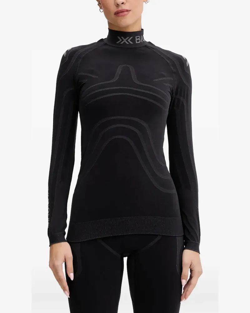 X-Bionic logo-print high-neck top - Schwarz Schwarz