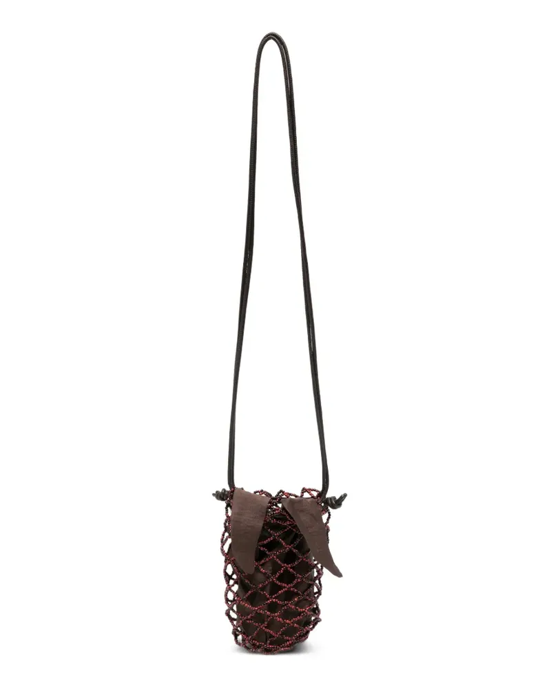 CORDERA Schultertasche mit Perlen-Overlay - Braun Braun