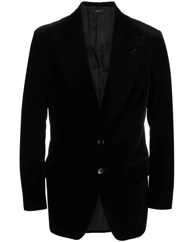 Tom Ford Einreihiges Sakko aus Samt - Schwarz Schwarz
