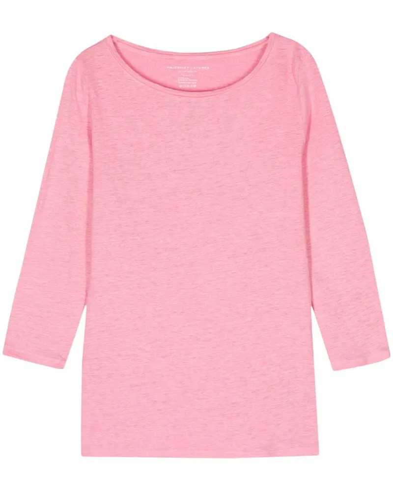Majestic T-Shirt mit rundem Ausschnitt - Rosa Rosa