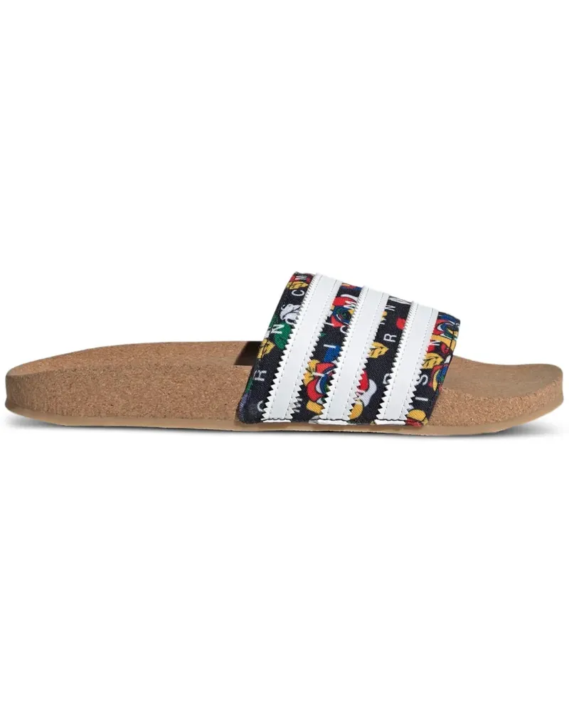 adidas Rich Mini Adilette "Core Black/Cloud White/Supplier Colour" Pantoletten - Schwarz Schwarz