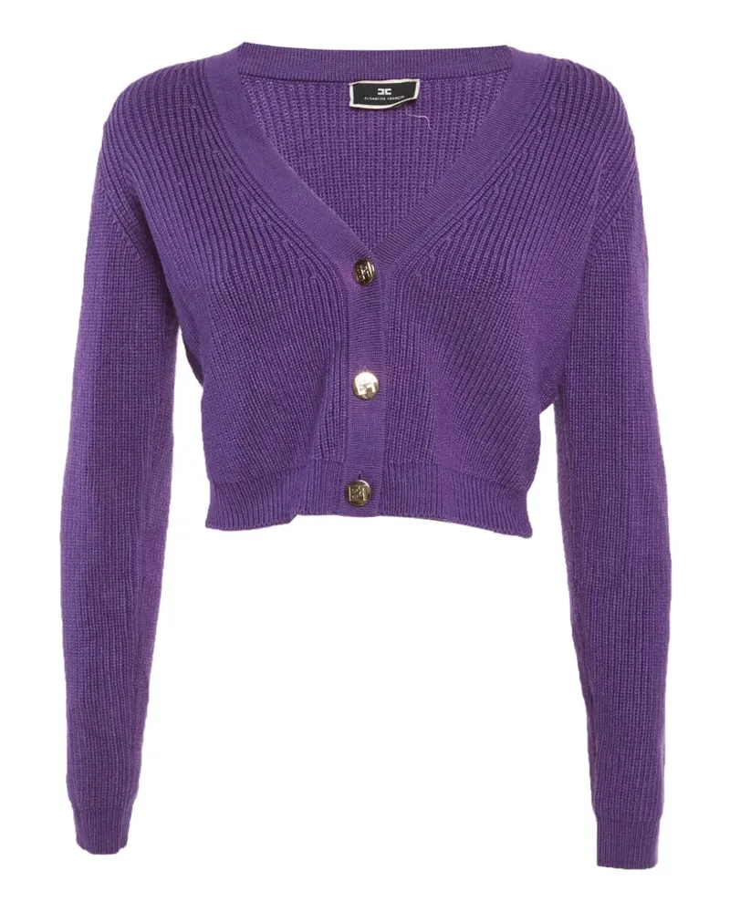 Elisabetta Franchi ribbed-knit cropped cardigan - Violett Violett
