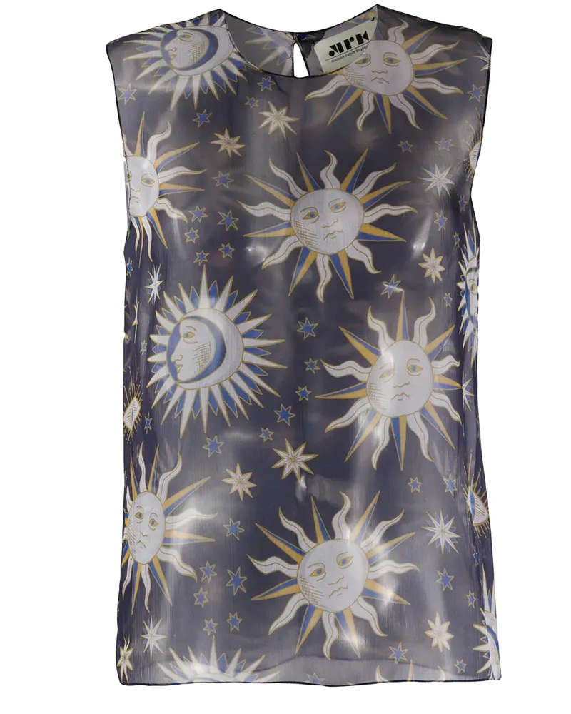 Maison Rabih Kayrouz Leichte Bluse mit Sonnen-Print - Blau Blau