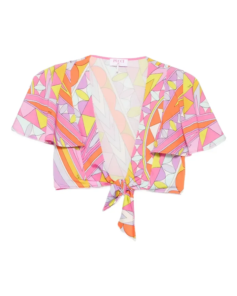 Emilio Pucci geometric-print tie-fastening top - Rosa Rosa