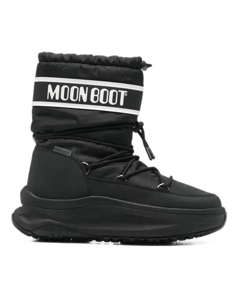 Moon Boot Schnürstiefel mit Logo-Print - Schwarz Schwarz