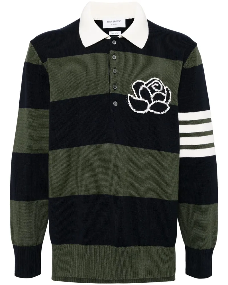 Thom Browne Poloshirt mit Streifen - Blau Blau