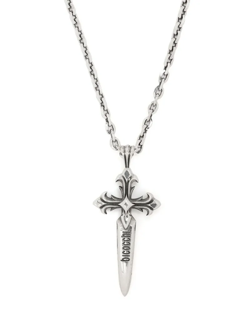 Emanuele Bicocchi Halskette mit Dolchkreuz-Anhänger - Silber Silber