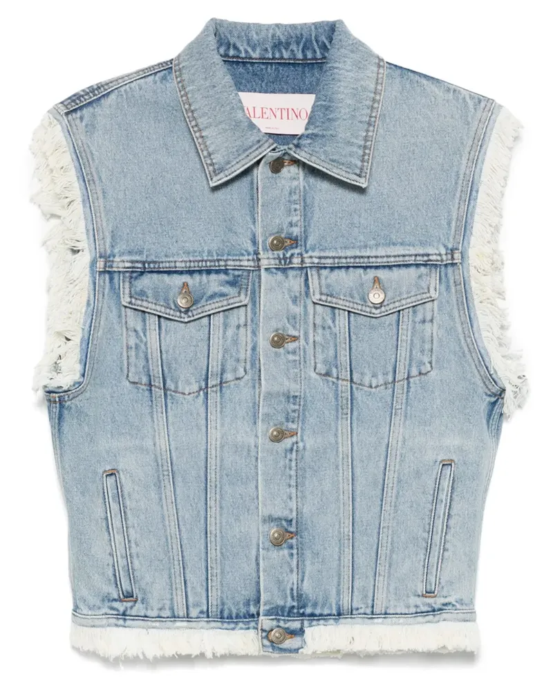 Valentino Garavani Jeansweste mit ausgefransten Kanten - Blau Blau