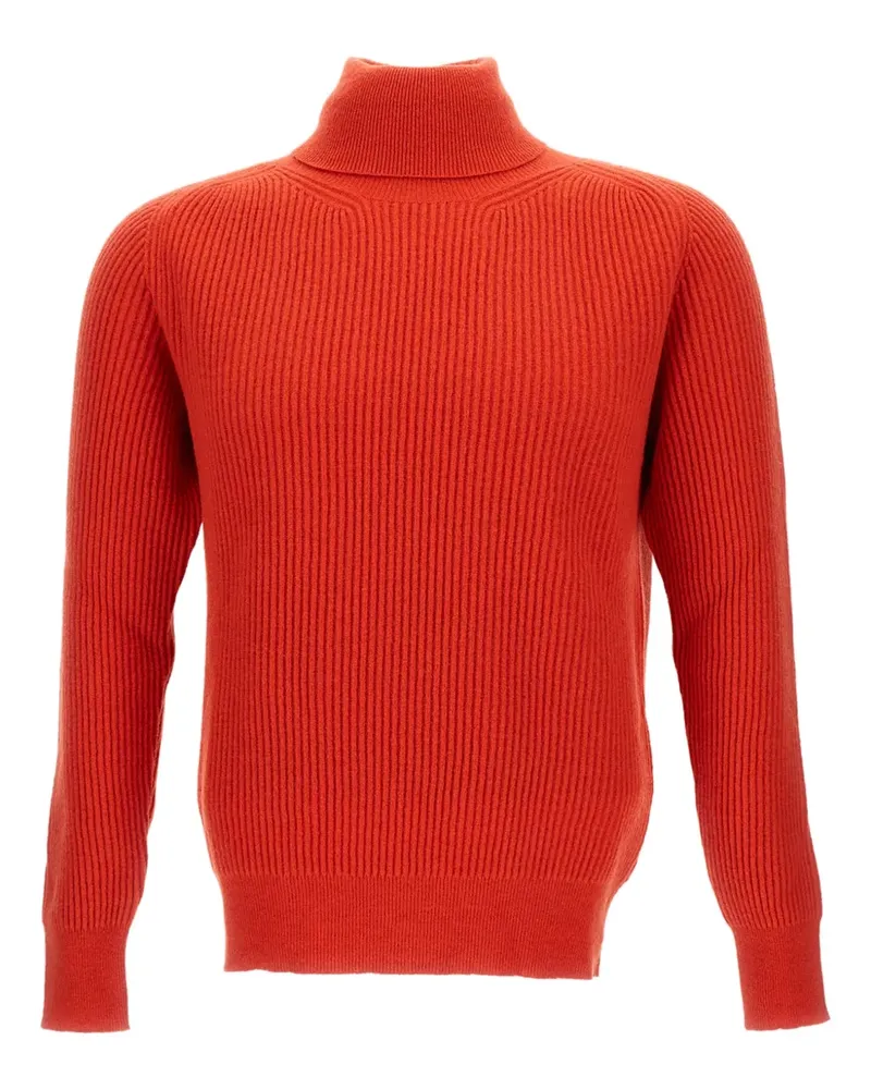 Customer Lovers Gerippter Pullover mit Stehkragen - Orange Orange