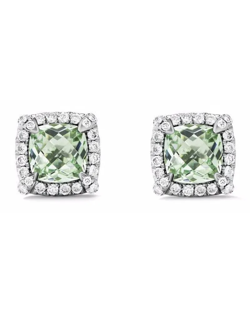 David Yurman Petite Chatelaine Ohrstecker mit Prasiolith und Diamanten 5mm - Silber Silber