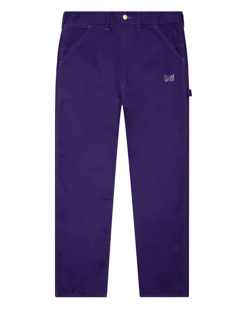 NEEDLES Twill-Hose mit Schmetterlingsstickerei - Violett Violett
