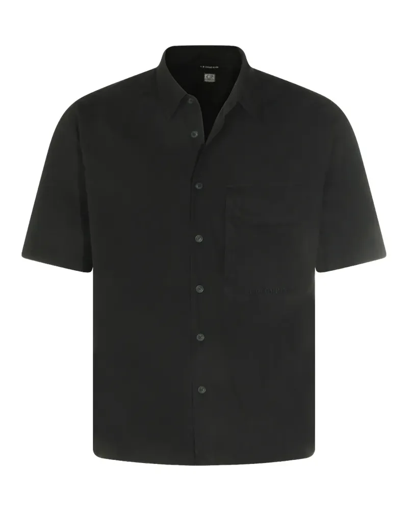 C.P. Company logo-embroidered chest-pocket shirt - Schwarz Schwarz