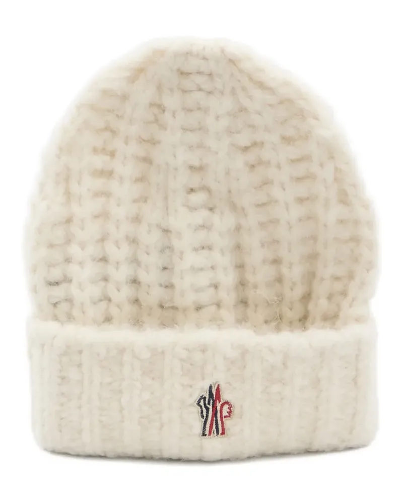 Moncler knitted logo-patch beanie hat - Nude Nude