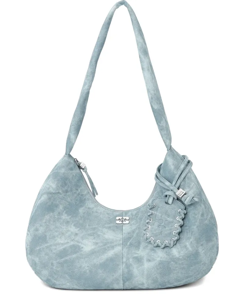 Ganni Mittelgroße Schultertasche mit Batikmuster - Blau Blau