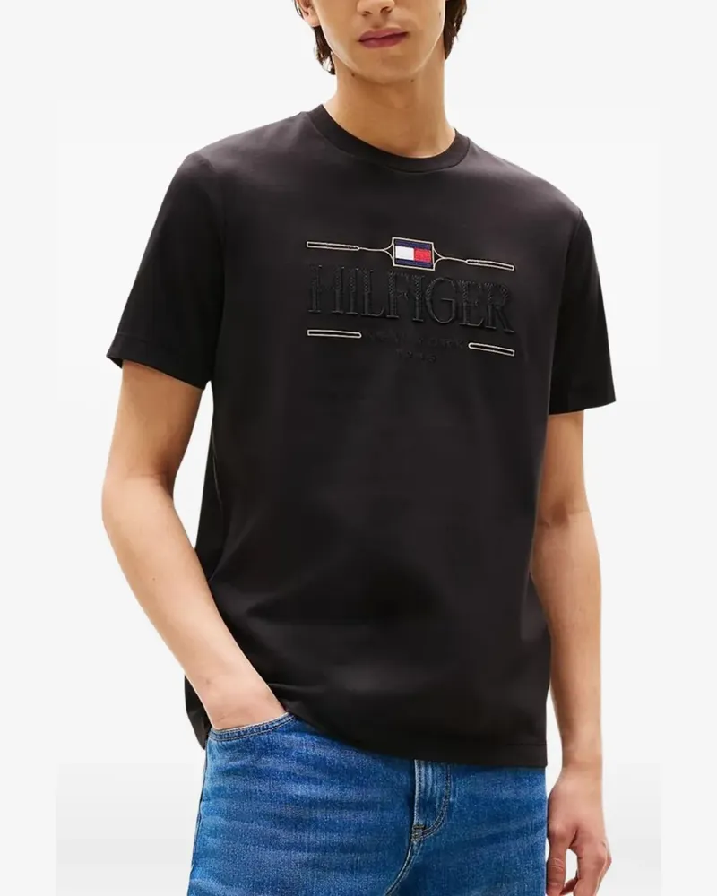 Tommy Hilfiger logo-embroidered T-shirt - Schwarz Schwarz