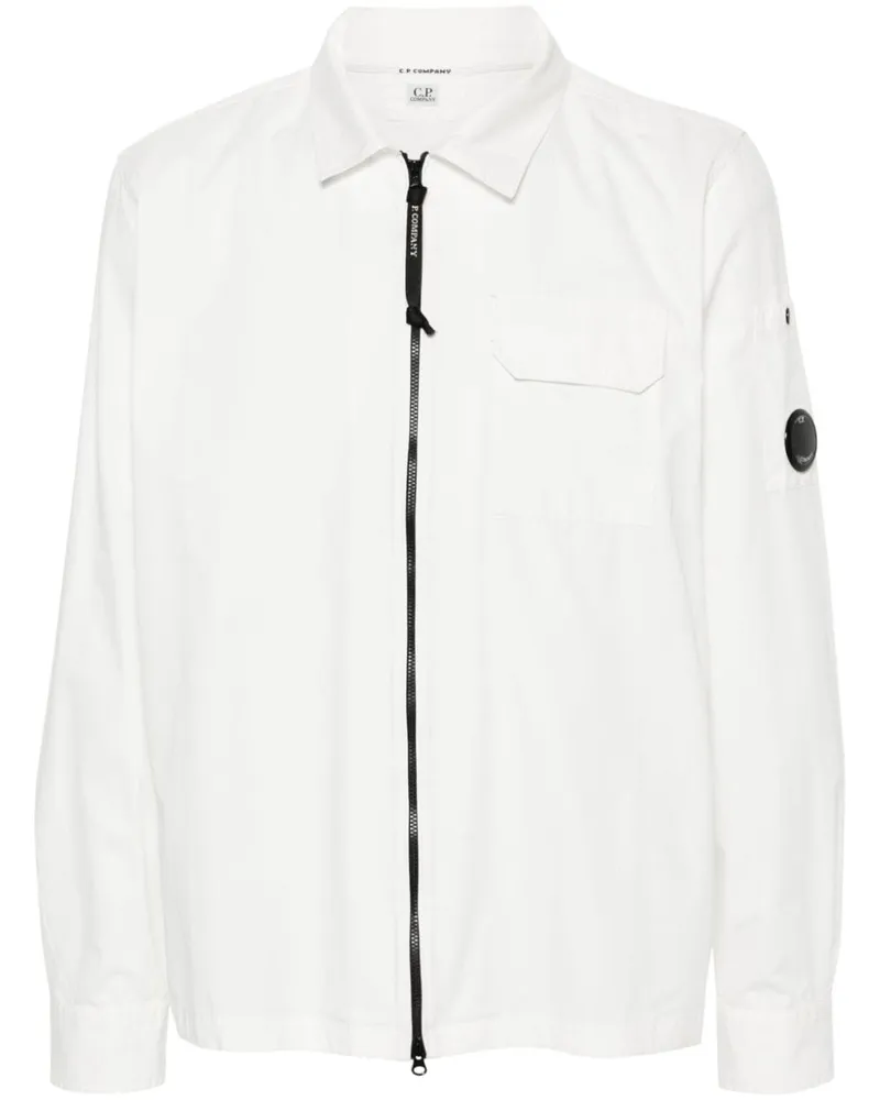 C.P. Company Hemdjacke aus Gabardine mit Reißverschluss - Weiß Weiß