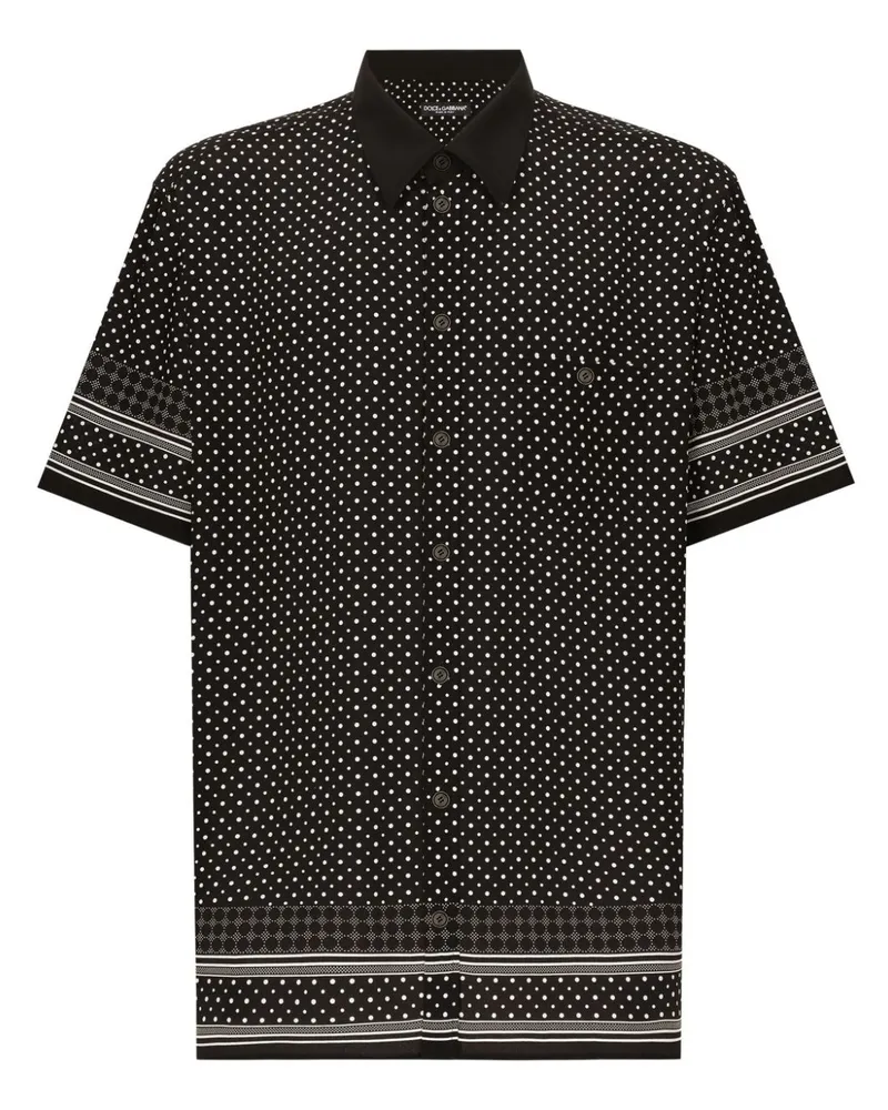 Dolce & Gabbana Seidenhemd mit Polka Dots - Schwarz Schwarz