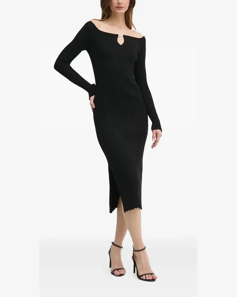 HUGO BOSS Geripptes Kleid - Schwarz Schwarz