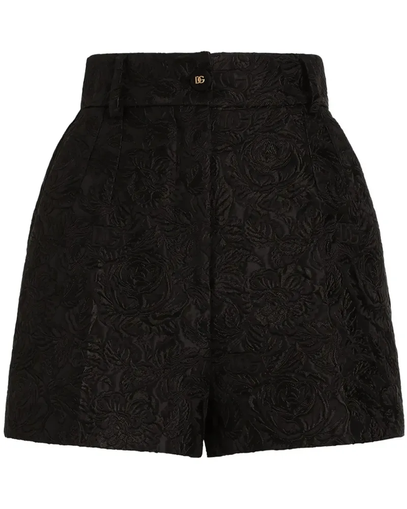 Dolce & Gabbana Shorts mit Blumen-Brokat-Effekt - Schwarz Schwarz