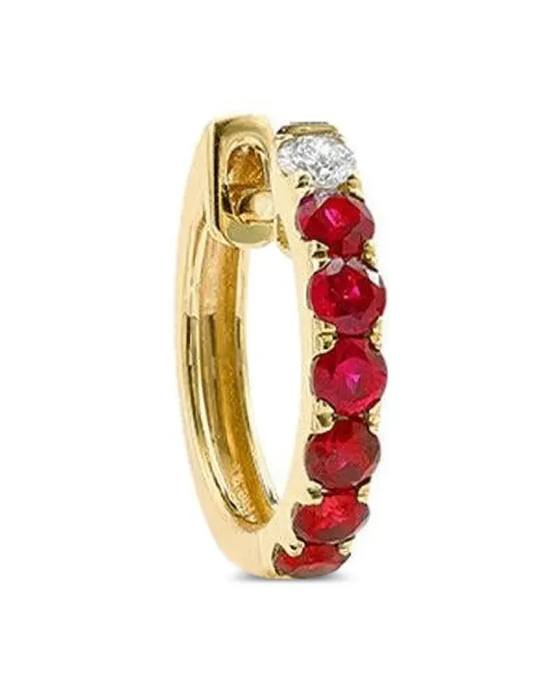 Robinson Pelham 14kt Gelbgoldcreole mit Rubin und Diamanten Gold