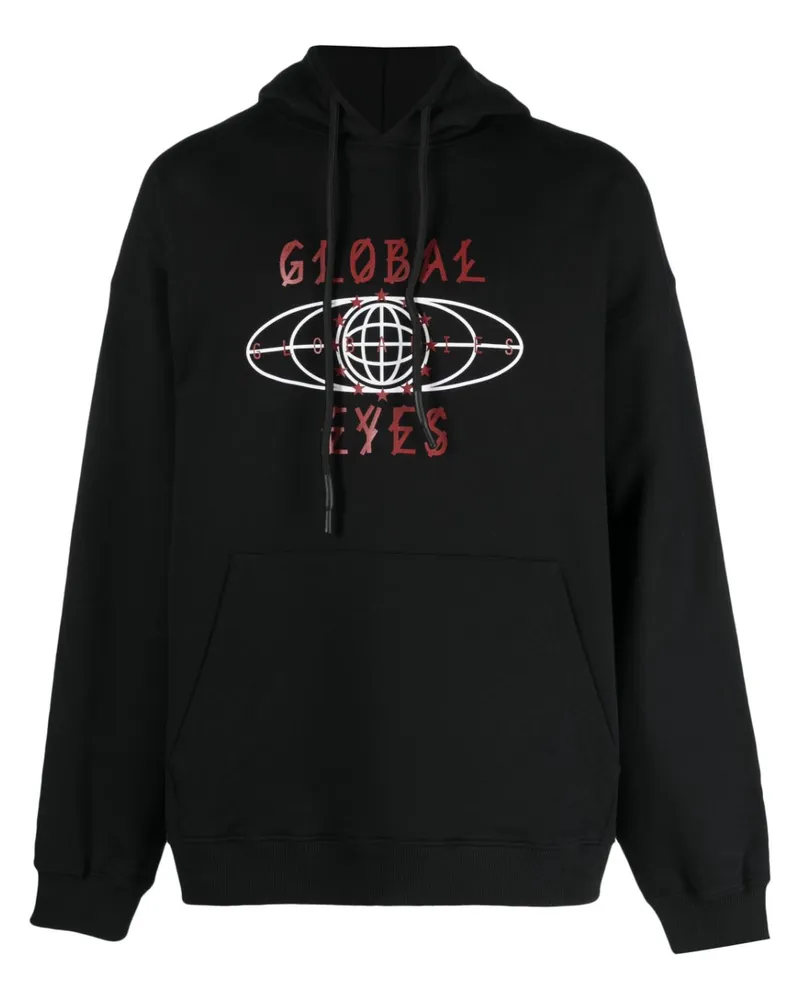 44 LABEL GROUP Hoodie mit grafischem Print - Schwarz Schwarz