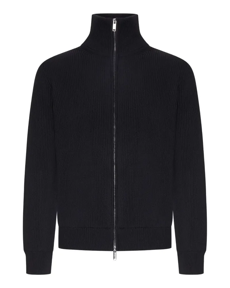 Roberto Collina Gerippter Cardigan mit Reißverschluss - Schwarz Schwarz