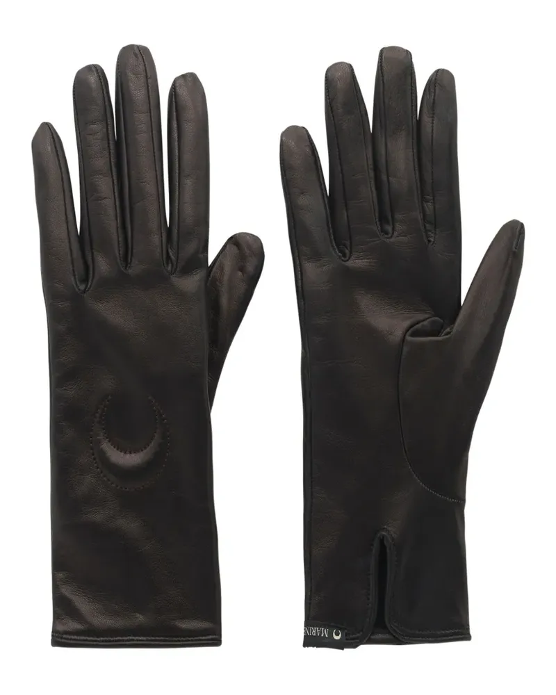 Marine Serre Moon leather gloves - Schwarz Schwarz