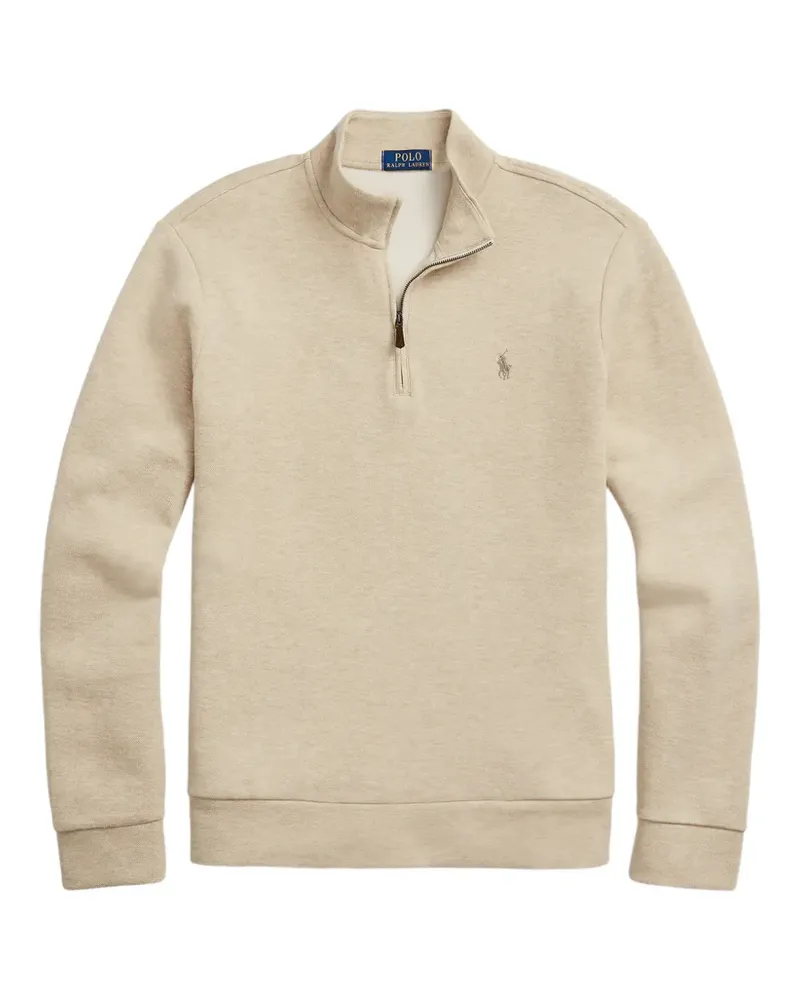 Ralph Lauren quarter-zip embroidered-logo sweater - Nude Nude