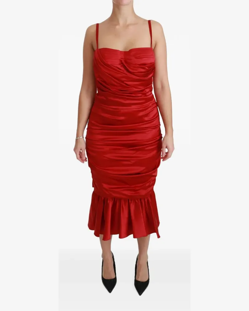 Dolce & Gabbana Midikleid mit Raffung - Rot Rot