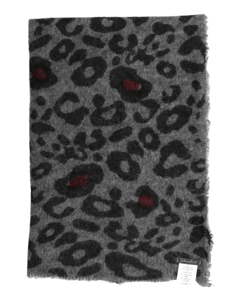Faliero Sarti Little Lambada leopard-print frayed scarf - Grau Grau