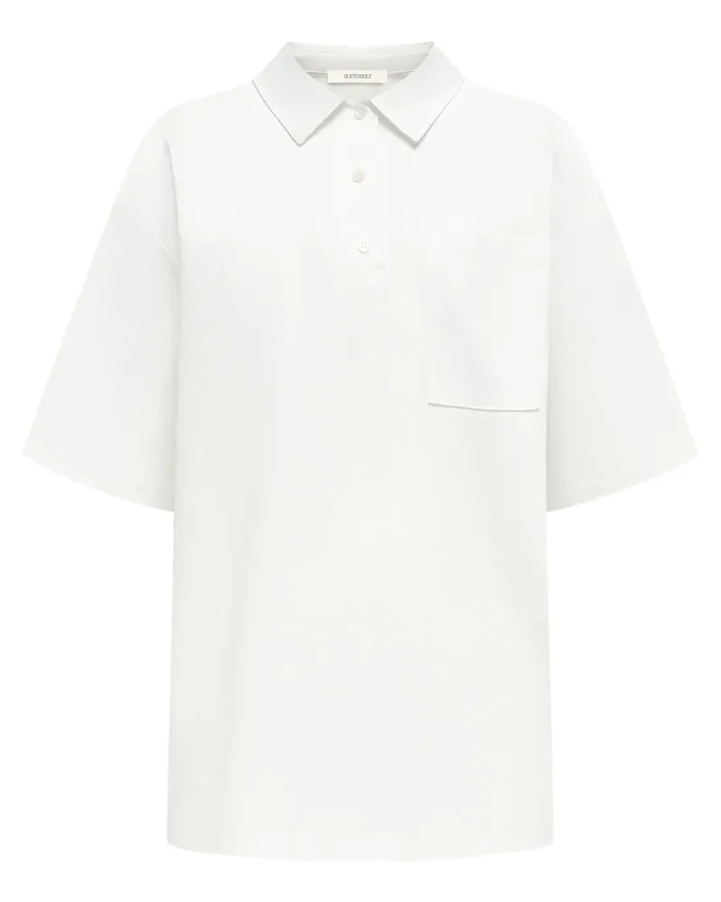 12 STOREEZ Poloshirt mit Brusttasche - Weiß Weiß
