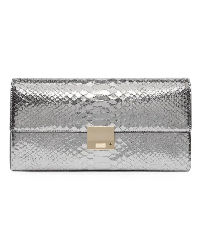 Tom Ford python-effect push-lock clutch bag - Silber Silber
