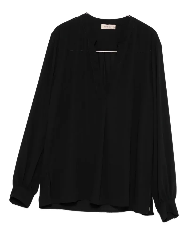 Blanca V-neck long-sleeve blouse - Schwarz Schwarz