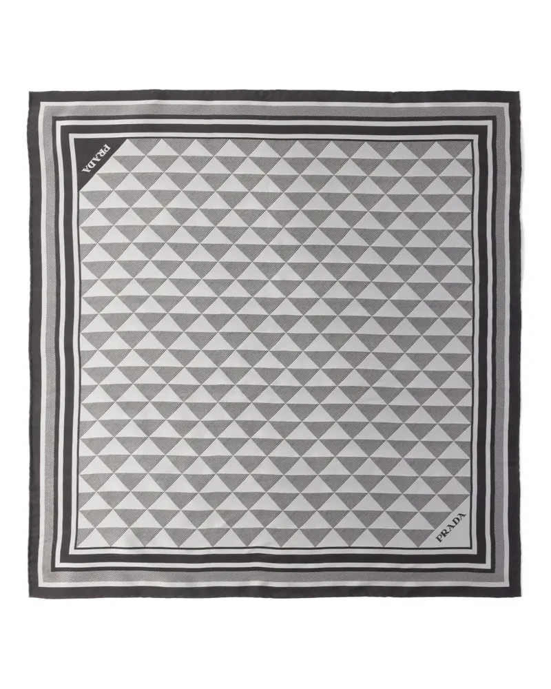 Prada Symbole Seidenschal mit geometrischem Print - Grau Grau
