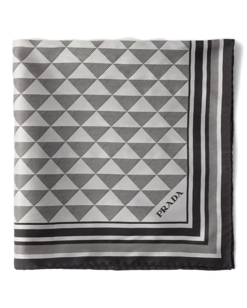 Prada Symbole Seidenschal mit geometrischem Print - Grau Grau