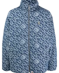 BAPE Gefütterte Jacke aus Monogramm-Jacquard Blau