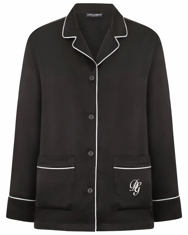 Dolce & Gabbana Pyjama-Oberteil mit Logo-Stickerei - Schwarz Schwarz