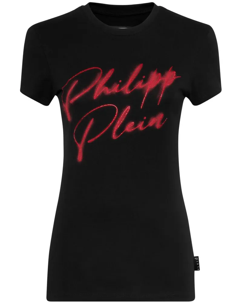 Philipp Plein T-Shirt mit Kristallen - Schwarz Schwarz