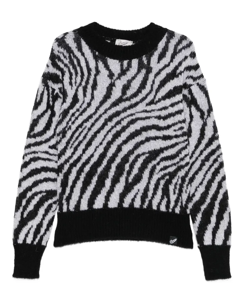 PENCE Pullover mit Zebra-Print - Schwarz Schwarz