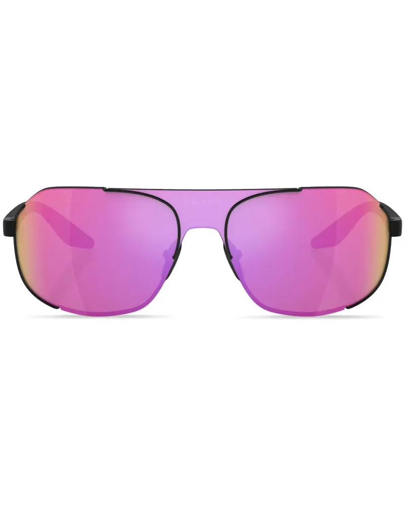 Prada Sonnenbrille mit rundem Gestell - Schwarz Schwarz