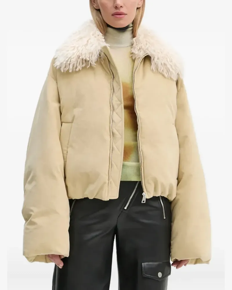 Nanushka Gefütterte Jacke mit Shearling-Kragen - Nude Nude