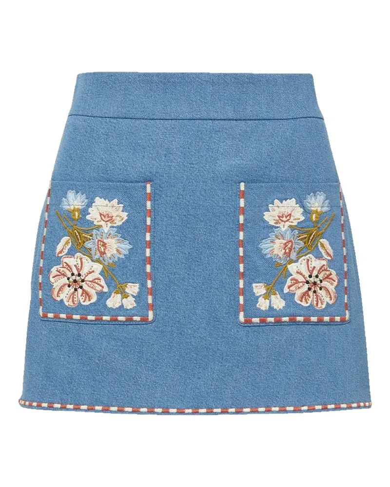 Veronica Beard Pallas floral-embroidered skirt - Blau Blau