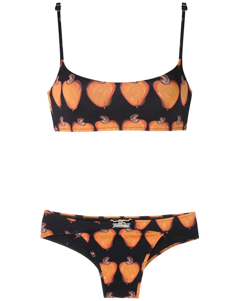 Amir Slama Bikini mit Print - Schwarz Schwarz